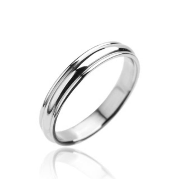Plain Grooved Wedding Band 316L Stainless Steel Ring-WildKlass Jewelry