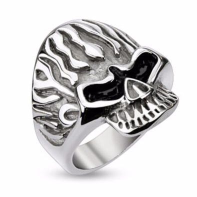 Flamin Skull Ring 316L Surgical Stainless Steel-WildKlass Jewelry