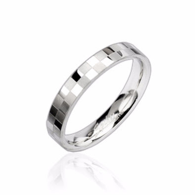 Checker Engraved Ring 316L Stainless Steel-WildKlass Jewelry