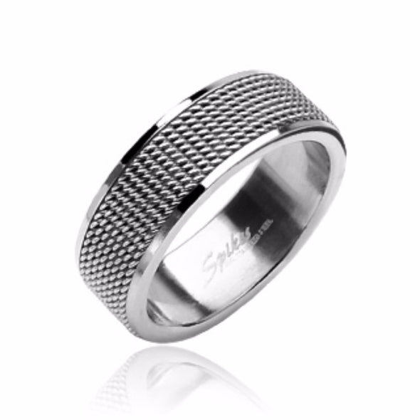 Meshed Center Screen Ring 316L Stainless Steel-WildKlass Jewelry