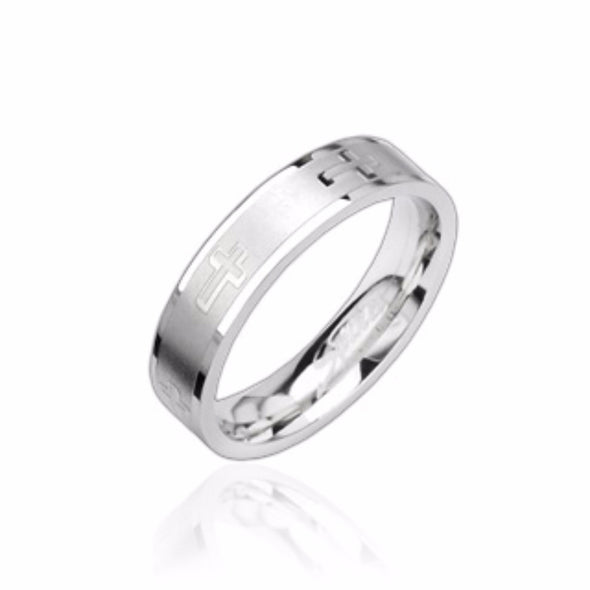 Cross Engrave 316L Stainless Steel Ring-WildKlass Jewelry