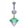 Urban Iridescent Diamond 316L Surgical Steel Belly Button Ring-WildKlass Jewelry