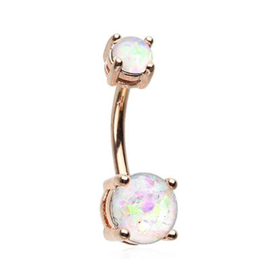 Rose Gold Opal Sparkle Belly Button Ring-WildKlass Jewelry
