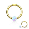 Opal Captive Bead Synthetic 316L Surgical Steel Ring-WildKlass Jewelry