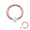 Opal Captive Bead Synthetic 316L Surgical Steel Ring-WildKlass Jewelry