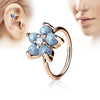 Rose Gold IP Plated Opal Glitter Set Flower Petals CZ Center 316L Surgical Steel WildKlass Hoop Ring for Nose & Ear Cartilage-WildKlass Jewelry