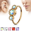 3 Round CZ Set Rose Gold IP Plated 316L Surgical Steel WildKlass Hoop Ring for Nose & Ear Cartilage-WildKlass Jewelry