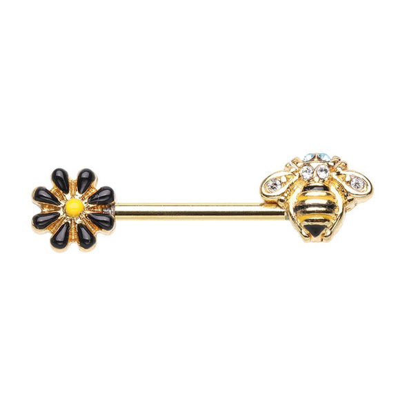WILDKLASS Golden Queen Bee Nipple Barbell Ring-WildKlass Jewelry