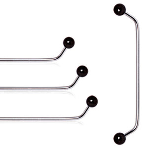 316L Surgical Steel 45 Degree Surface Barbell with Black PVD Plated Balls-WildKlass Jewelry
