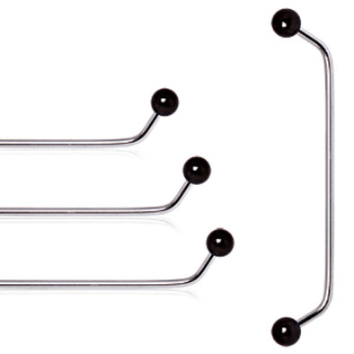 316L Surgical Steel 45 Degree Surface Barbell with Black PVD Plated Balls-WildKlass Jewelry