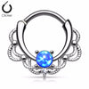 Single Opal White Lacey Septum Clicker 316L Surgical Steel-WildKlass Jewelry