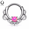 Single Opal White Lacey Septum Clicker 316L Surgical Steel-WildKlass Jewelry