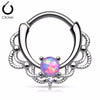 Single Opal White Lacey Septum Clicker 316L Surgical Steel-WildKlass Jewelry