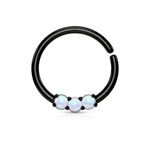 3 Opal Prong Set 316L Surgical Steel Bendable WildKlass Septum/Cartilage Hoop Ring-WildKlass Jewelry