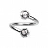 Aurora Gem Ball Steel Twist Spiral Ring-WildKlass Jewelry