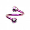 Blackline PVD Aurora Gem Ball Twist Spiral Ring-WildKlass Jewelry