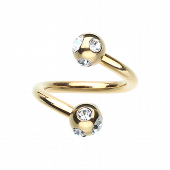 Gold Plated Aurora Gem Ball Twist Spiral Ring-WildKlass Jewelry