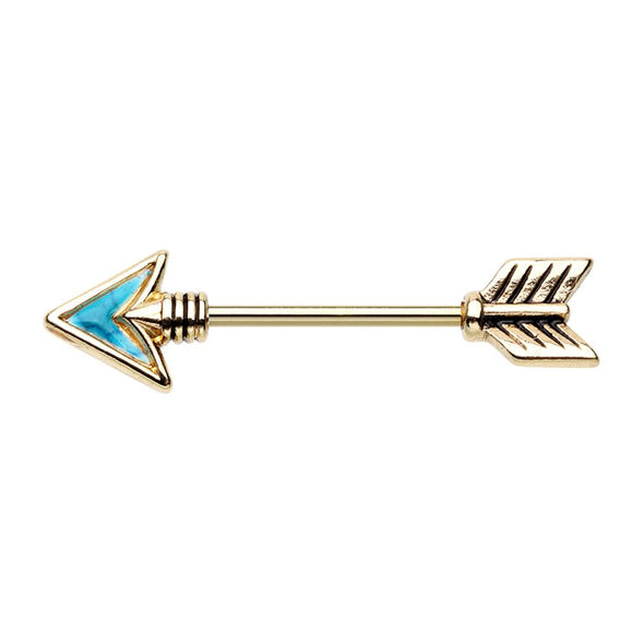WILDKLASS Golden Follow Your Own Arrow Nipple Barbell Ring-WildKlass Jewelry
