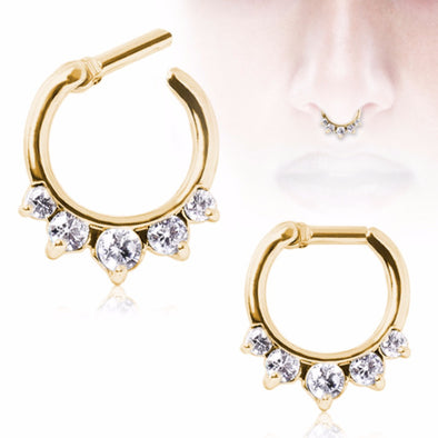 Gold Plated Gemmed Princess Septum Clicker-WildKlass Jewelry