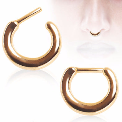 Gold Plated Smooth Basic Septum Clicker-WildKlass Jewelry