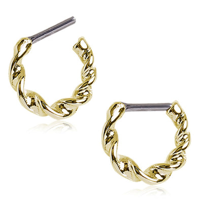 Gold Plated Twisted WildKlass Septum Clicker-WildKlass Jewelry