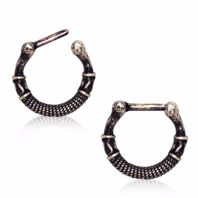 Greek Inspired Antique Gold Plated Septum Clicker-WildKlass Jewelry