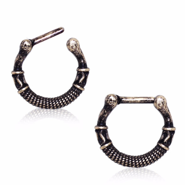 Greek Inspired Antique Gold Plated Septum Clicker-WildKlass Jewelry
