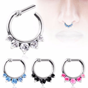 316L Surgical Steel Gemmed Princess Septum Clicker-WildKlass Jewelry