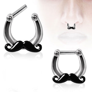 316L Surgical Steel Mustache Septum Clicker-WildKlass Jewelry