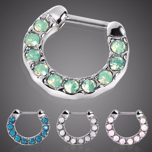 316L Surgical Steel Opalite Stone Septum Clicker-WildKlass Jewelry