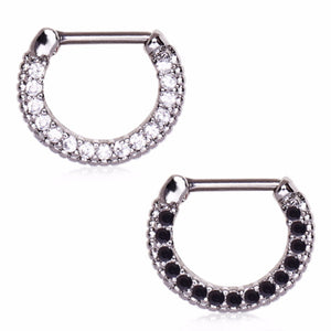 316L Surgical Steel Sparkly Gemmed Septum Clicker-WildKlass Jewelry
