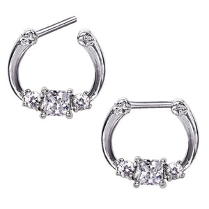 316L Surgical Steel Triple Square CZ Septum Clicker-WildKlass Jewelry