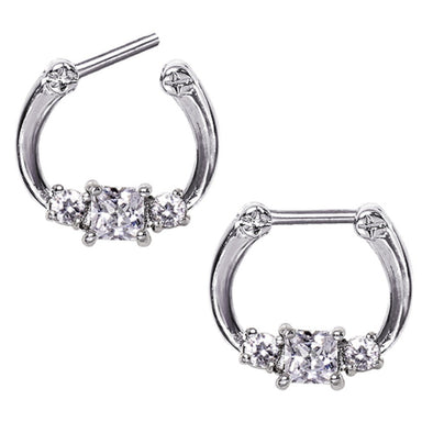 316L Surgical Steel Triple Square CZ Septum Clicker-WildKlass Jewelry