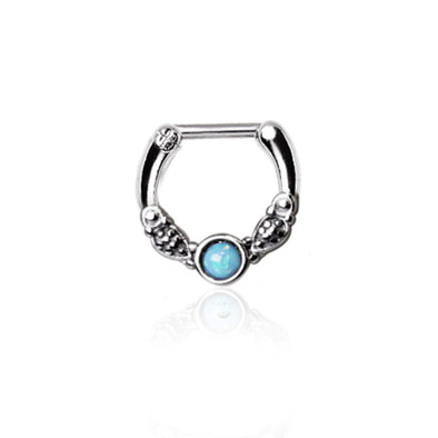 316L Surgical Steel Synthetic Opal Vintage Septum Clicker-WildKlass Jewelry