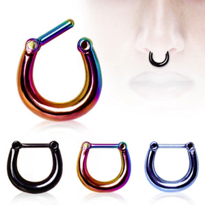 PVD Plated Smooth Basic Septum Clicker-WildKlass Jewelry