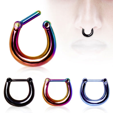PVD Plated Smooth Basic Septum Clicker-WildKlass Jewelry