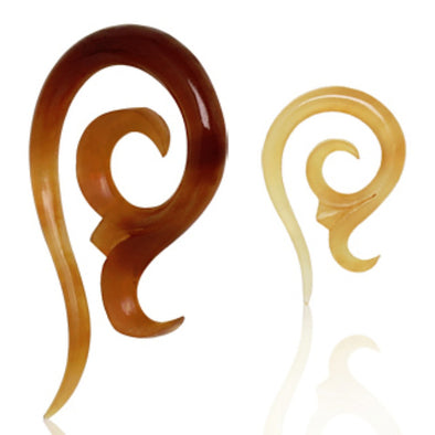 Spiral Shaped Buffalo Golden Horn Taper with a Flower Blossom-WildKlass Jewelry