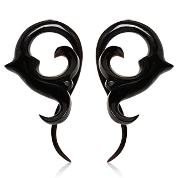 Pair of Buffalo Horn Twisted Taper with Sprouting Floral Shape-WildKlass Jewelry