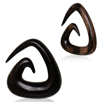 Organic Sono Wood Triangle Shaped Spiral Taper-WildKlass Jewelry