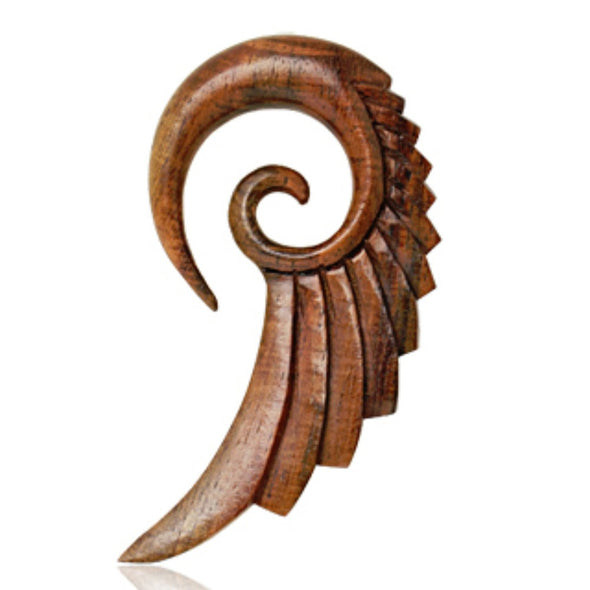 Organic Sono Wood Swan's Wing Spiral Taper-WildKlass Jewelry