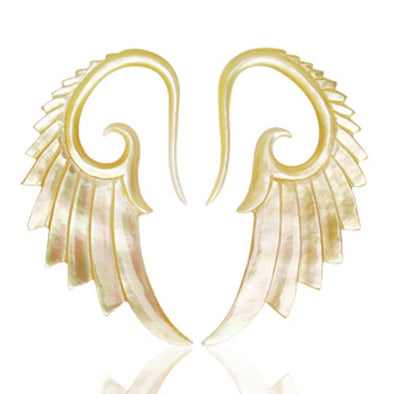 Pair of Organic Mother of Pearl Swan's Wing Taper (Sold by Pair)-WildKlass Jewelry