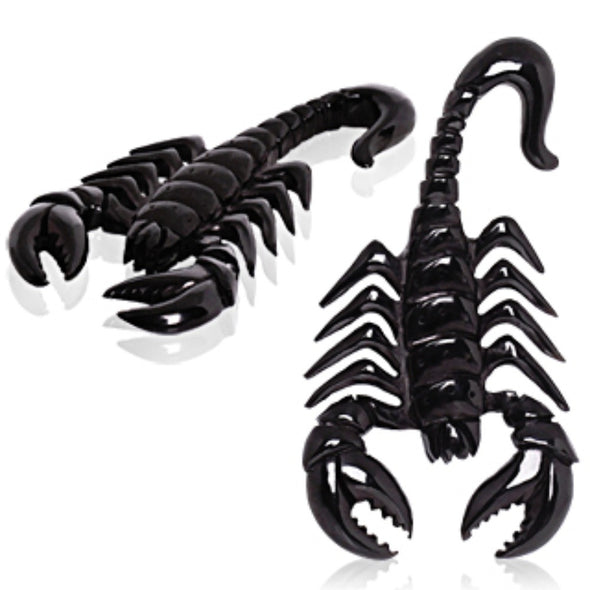 Organic Buffalo Horn Scorpion Taper (Sold as Pair)-WildKlass Jewelry