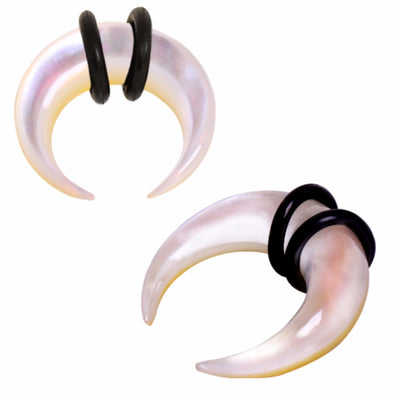 Organic Mother of Pearl Pincher Taper with O-Rings-WildKlass Jewelry