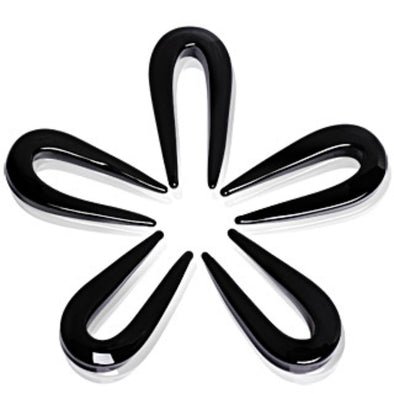 Black Glass "U" Shaped Taper-WildKlass Jewelry