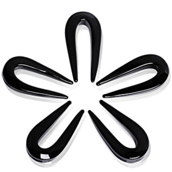 Black Glass "U" Shaped Taper-WildKlass Jewelry