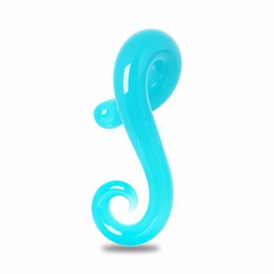 Aqua Glass Taper with Spiral Tail for Right Ear-WildKlass Jewelry