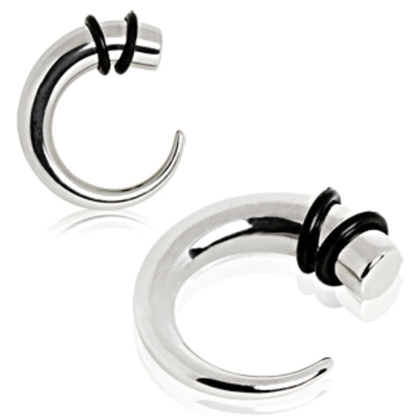 316L Surgical Steel Curved Taper with O-Ring-WildKlass Jewelry