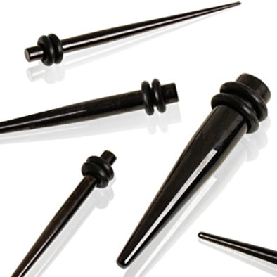 Black PVD Plated Taper with O-Ring-WildKlass Jewelry