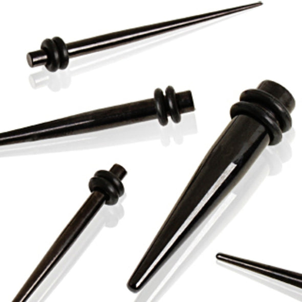 Black PVD Plated Taper with O-Ring-WildKlass Jewelry