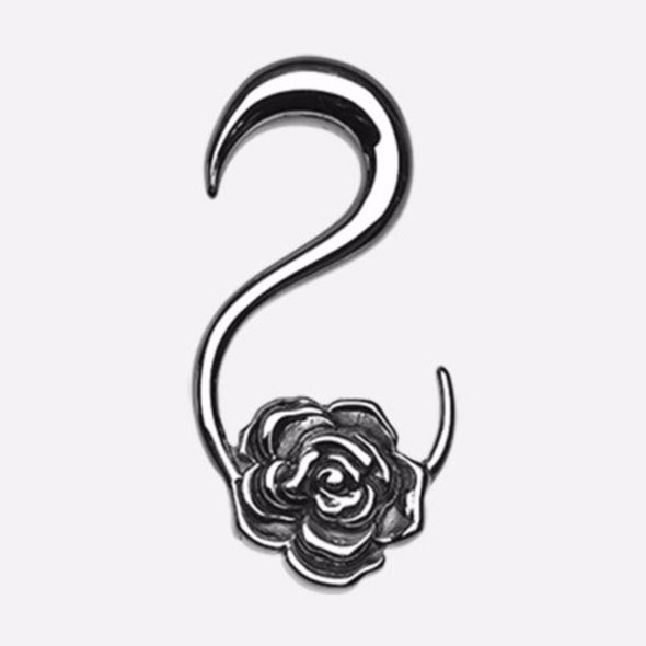 Rose Blossom Steel Ear Gauge Hanging Taper-WildKlass Jewelry